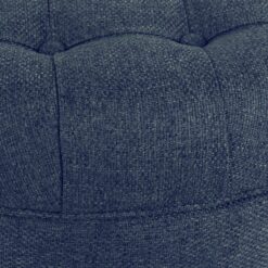 Homepop Home Decor, Large Button Tufted Woven Round Storage Ottoman (Navy Woven)
