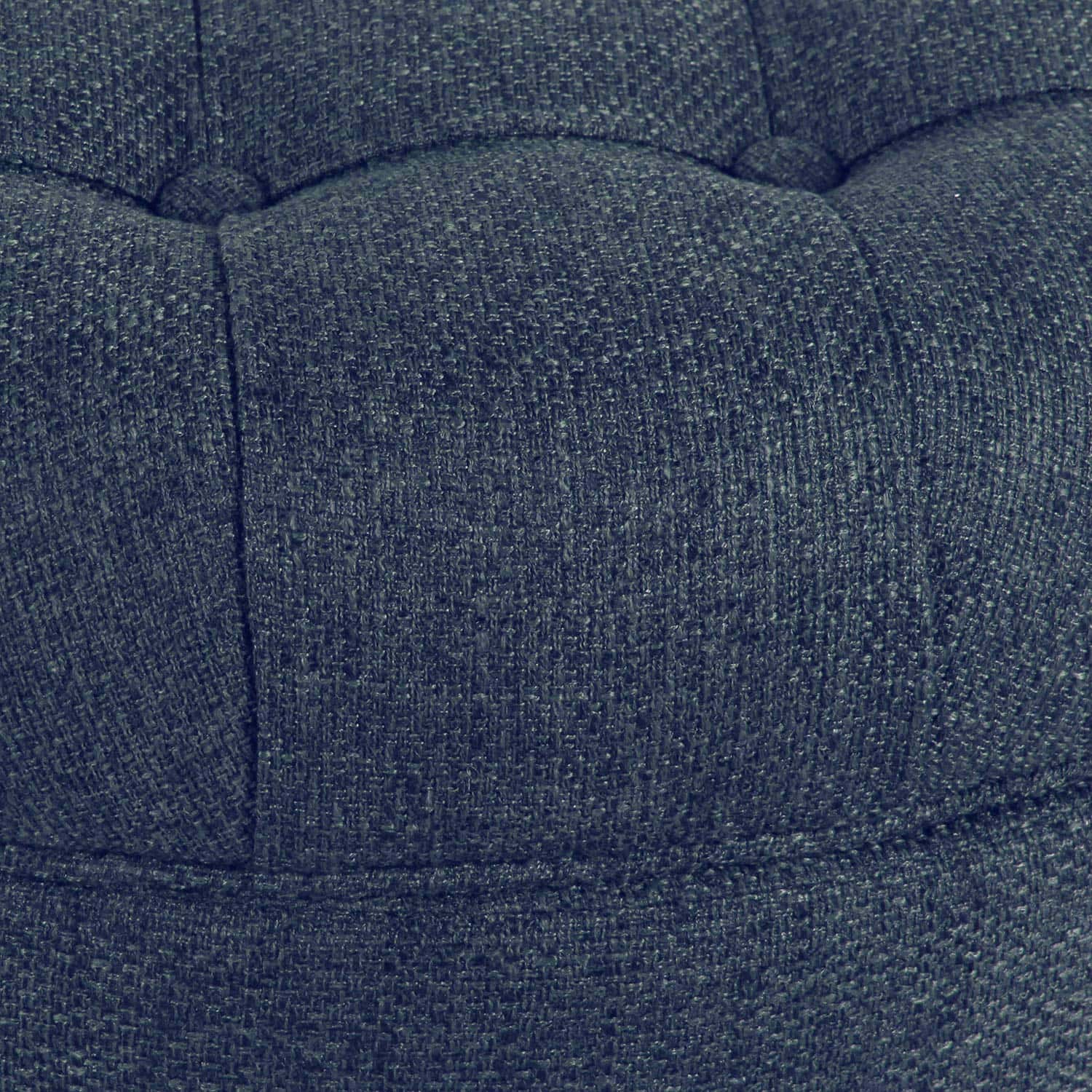 Homepop Home Decor, Large Button Tufted Woven Round Storage Ottoman (Navy Woven)