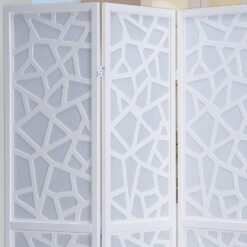 Roundhill Furniture Giyano 4 Panel Screen Room Divider, White