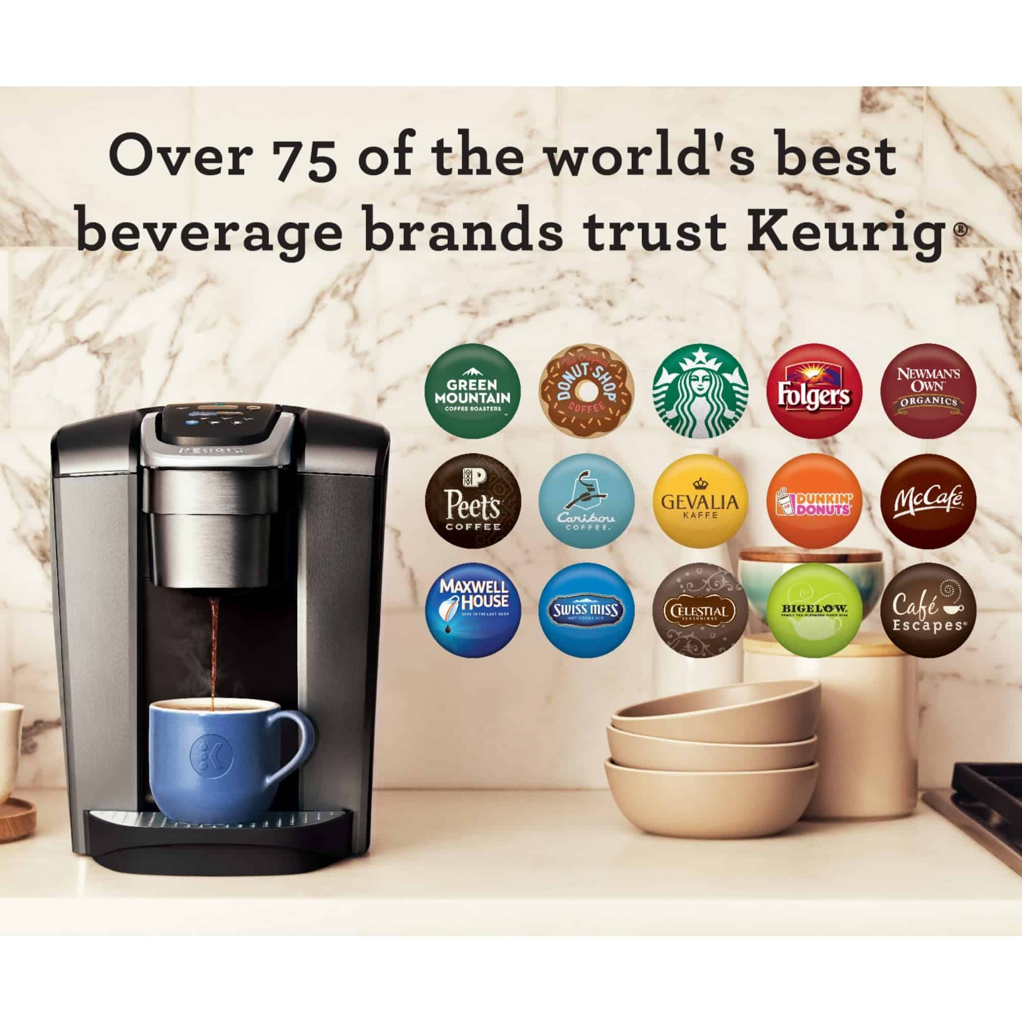 Keurig K-Elite Single-Serve K-Cup Pod Coffee Maker, Brushed Slate, 12 oz. Brew Size