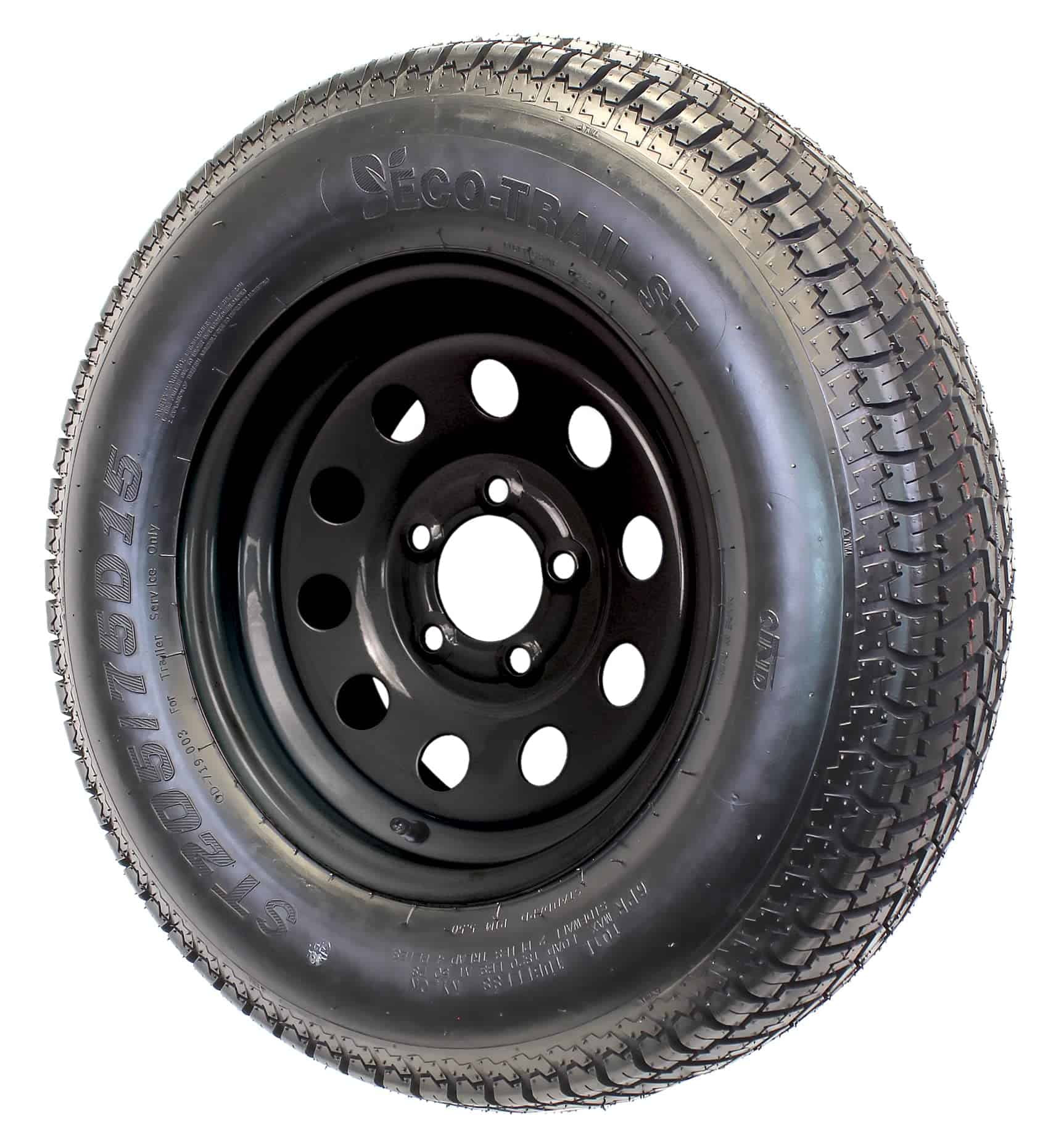 eCustomRim 2-Pack Trailer Tire On Black Wheel Modular Rim ST205/75D15 LRC 5 Lug On 4.5 15 x 5