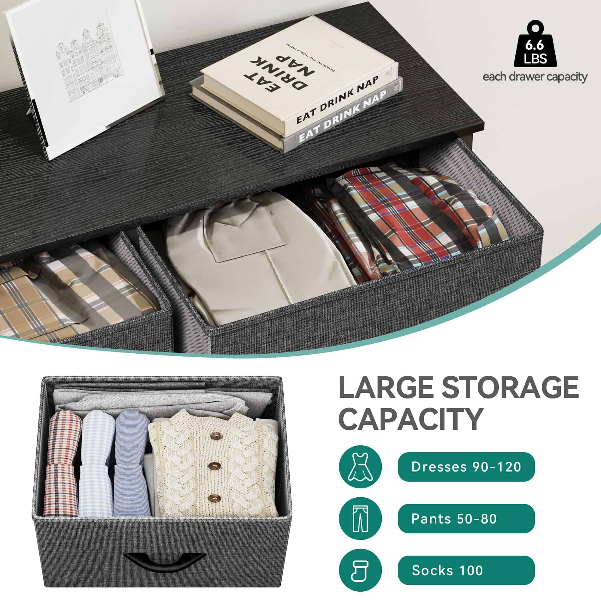 YITAHOME Dresser for Bedroom, Fabric Dresser with 8 Drawers, Tall Dresser, Chest of Drawers for Closet