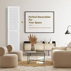 EPOFIT 4 Panels Room Divider, Wood Room Dividers and Folding Privacy Screens, 5.6 Ft Portable Peg Board Display Stand, White