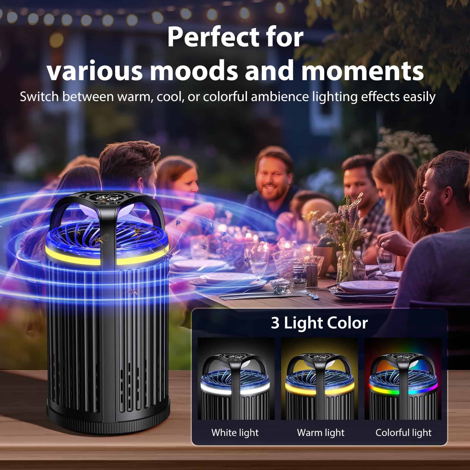 CreateFun Fruit Fly Traps for Indoors, Smart Pro Indoor Insect Traps, One-Click Start with Memory Mode, Black
