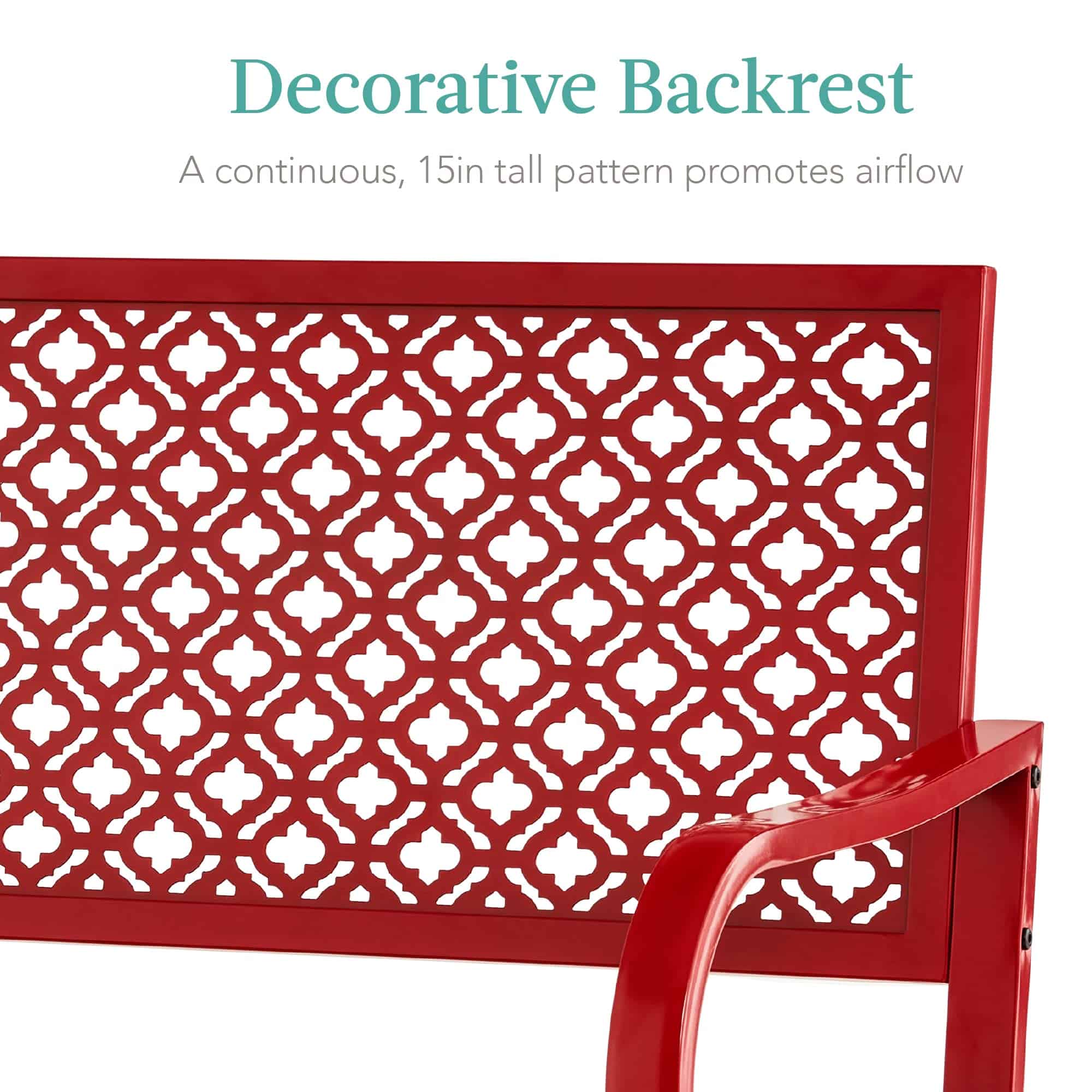 Best Choice Products Outdoor Bench 2-Person Metal Steel Benches Furniture, 790lb Capacity - Rose Red