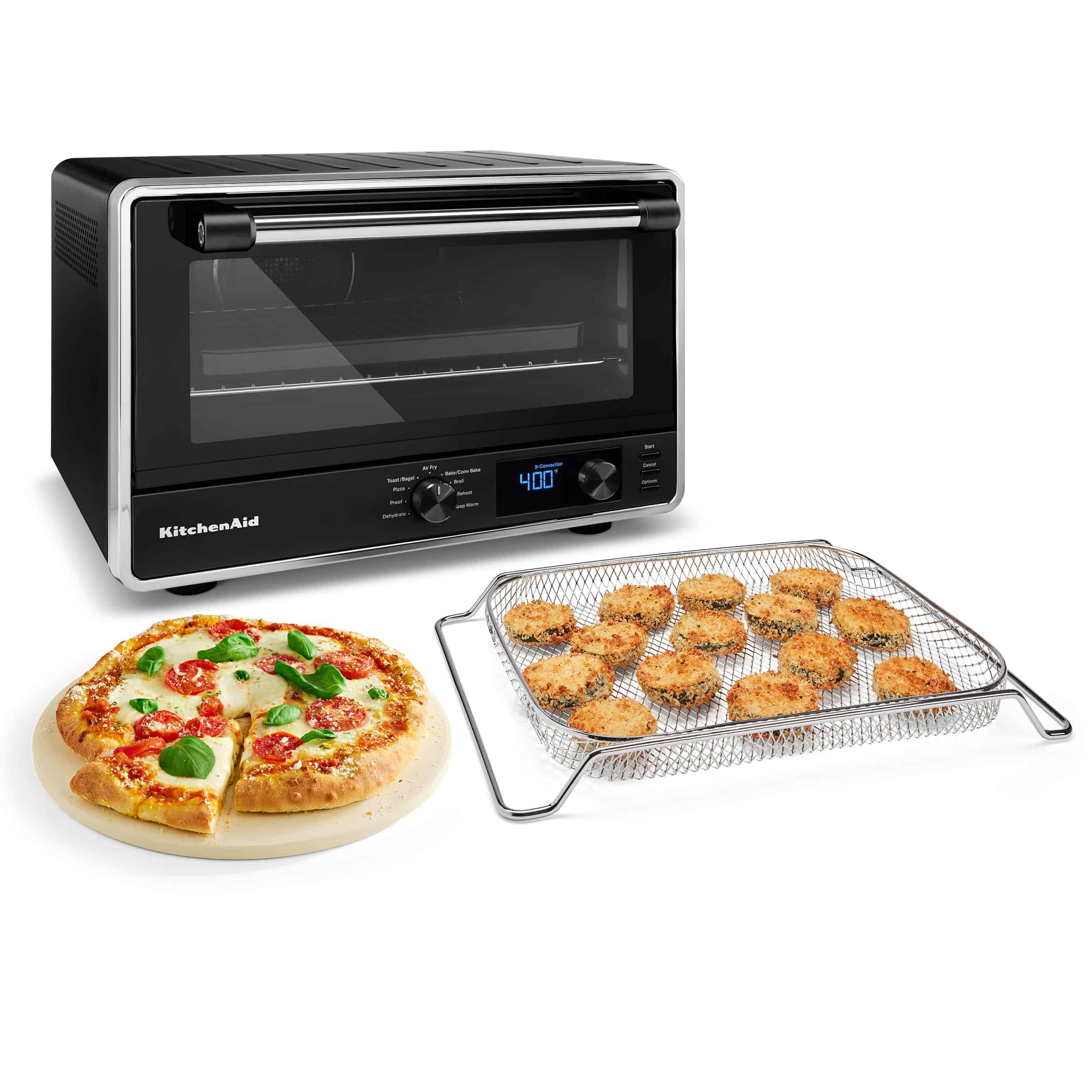 KitchenAid KCO128BM Digital Countertop Oven with Air Fry & Pizza Stone, Black Matte