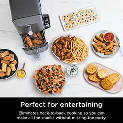 Ninja SL401 DoubleStack XL 2-Basket Air Fryer, DoubleStack Technology Cooks 4 Foods at Once, Compact Design, Grey