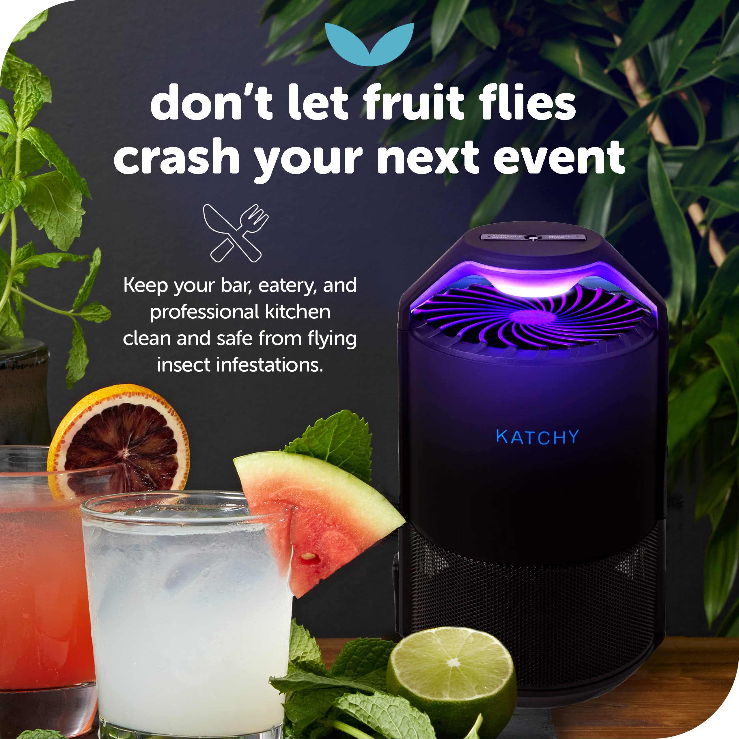 Katchy Midnight Indoor Insect Trap with Automatic Setting - Fan Powered with UV Light