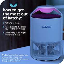 Katchy Indoor Insect Trap Catch Insects Indoors with Suction, Bug Light & Sticky Glue (White)
