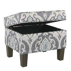 Homepop Home Decor, Upholstered Modern Rectangular Storage Ottoman, Suri Blue