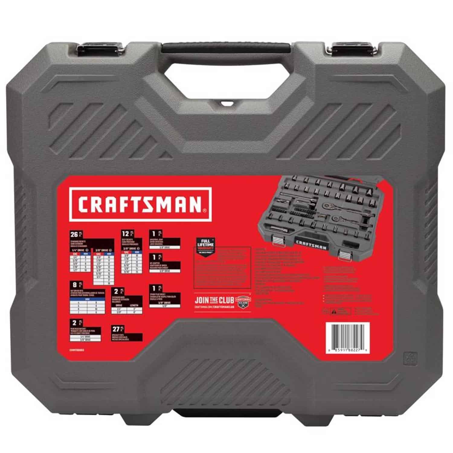 Craftsman OVERDRIVE 1/4 and 3/8 in. drive Metric/SAE 6 Point Mechanic's Tool Set 80 pc