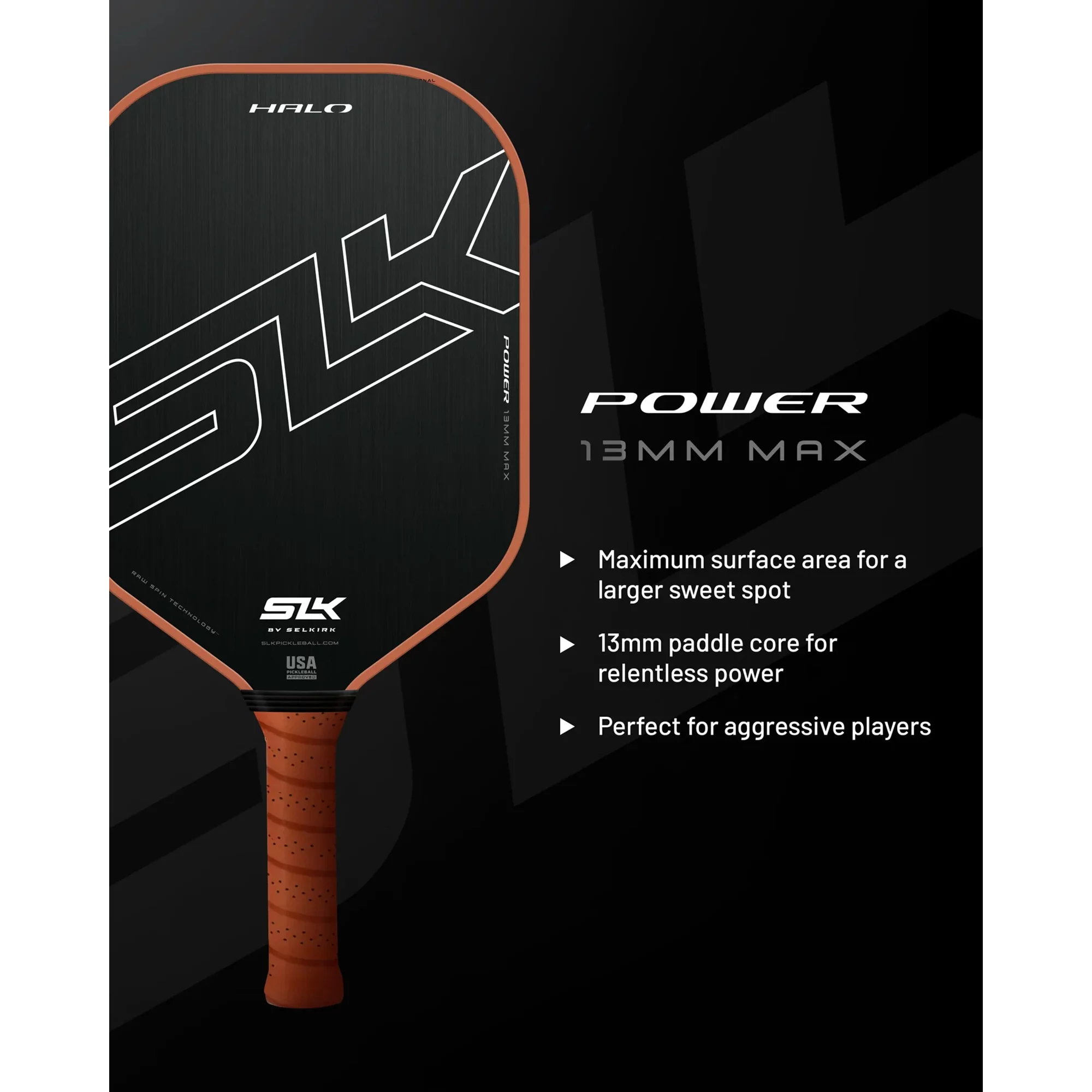 Selkirk Halo Power XL Pickleball Paddle, Raw Carbon