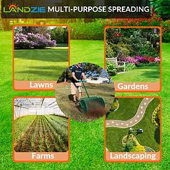 Landzie 24 Inch Compost Spreader and Peat Moss Spreader, Metal Mesh Basket Compost Spreader for Lawn