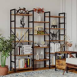 IRONCK Bookcases and Bookshelves Triple Wide 5 Tiers Industrial Bookshelf