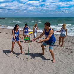 Bottle Bash Outdoor Flying Disc Game Set – Disc Toss Game for Family, Frisbee Target Lawn Game with Poles & Bottles