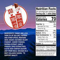 Snack Sticks by Vermont Smoke & Cure – Uncured Pepperoni – Turkey – 1oz Jerky Sticks – 24 count carton