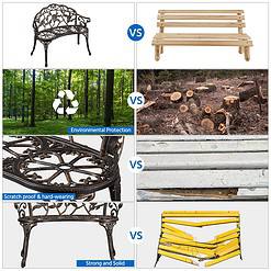 Yaheetech Patio Garden Bench Park Bench Outdoor Benches, Aluminium Patio Yard Bench, Bronze