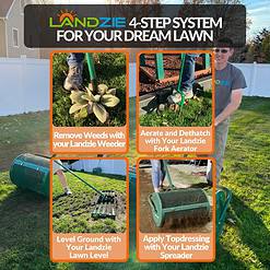 Landzie 24 Inch Compost Spreader and Peat Moss Spreader, Metal Mesh Basket Compost Spreader for Lawn