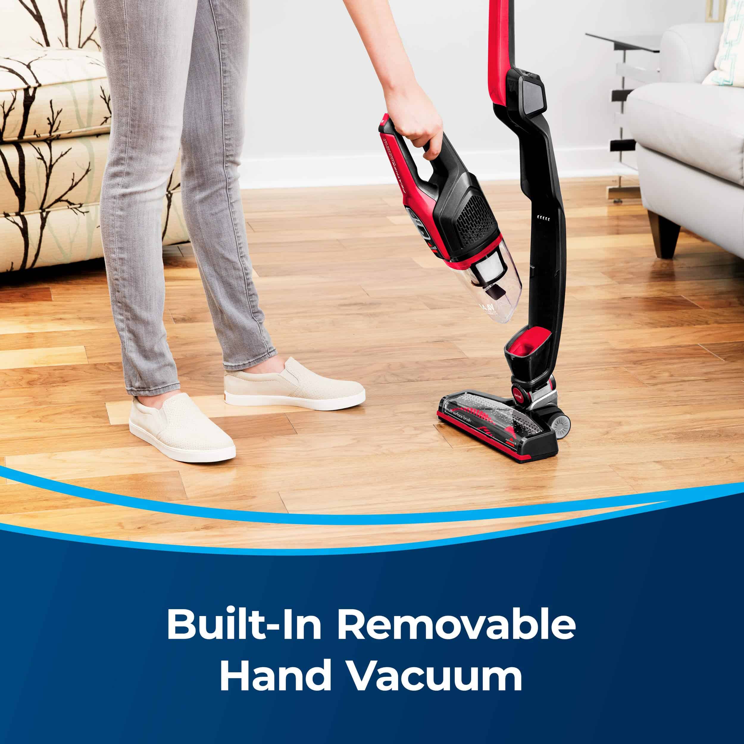 BISSELL 3079 Featherweight Cordless XRT 14.4V Stick Vacuum, Black, Red