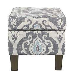 Homepop Home Decor, Upholstered Modern Rectangular Storage Ottoman, Suri Blue