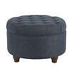 Homepop Home Decor, Large Button Tufted Woven Round Storage Ottoman (Navy Woven)