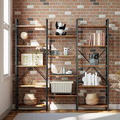 IRONCK Bookcases and Bookshelves Triple Wide 5 Tiers Industrial Bookshelf
