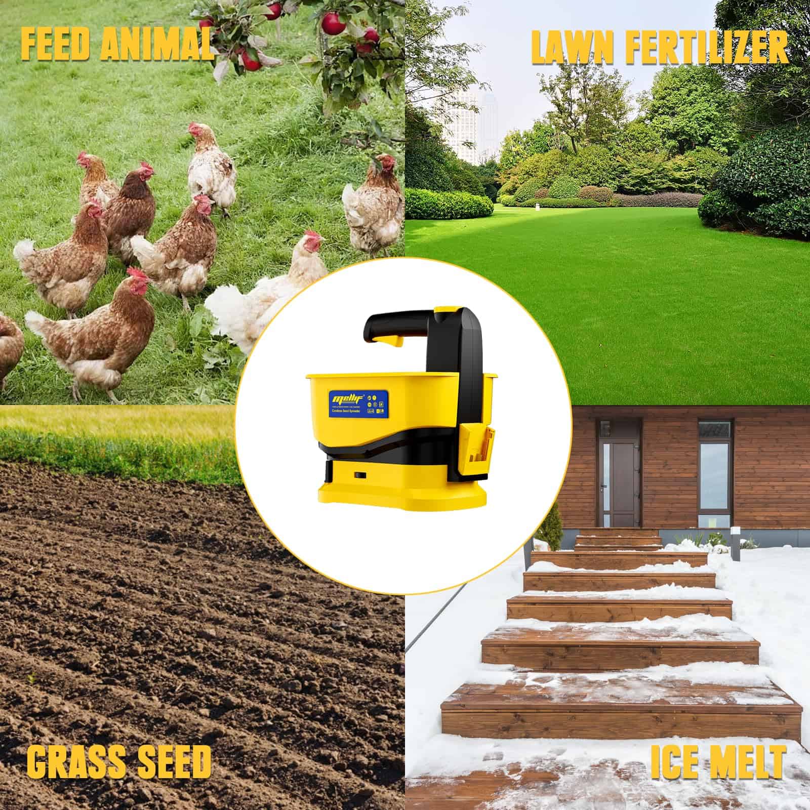 Mellif Cordless Handheld Spreader for Dewalt 20V MAX Battery, Power Fertilizer Spreader Available Year-Round