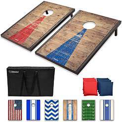 GoSports Classic Cornhole Sets – Choose 4'x2' or 3'x2' - Includes 8 Bean Bags, Travel Case and Game Rules (Choice of Style)