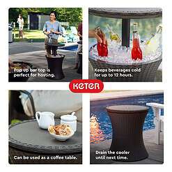 Keter Pacific Cool Bar Outdoor Patio Furniture and Hot Tub Side Table with 7.5 Gallon Beer and Wine Cooler, Espresso Brown