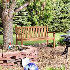 Sunnydaze 59 - Inch Solid Teak Wood Outdoor Bench - Light Brown Wood Stain Finish - Mission - Style