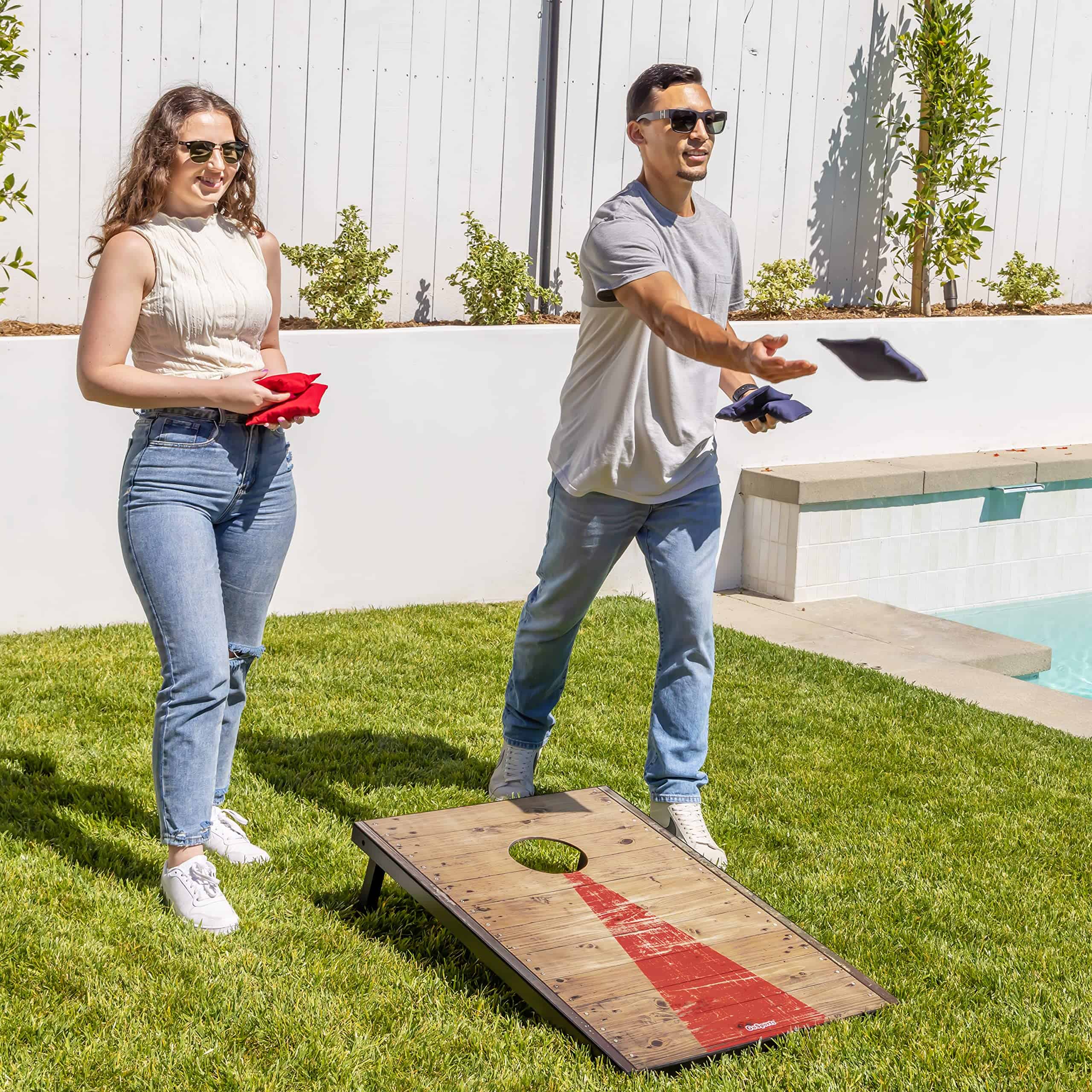 GoSports Classic Cornhole Sets – Choose 4'x2' or 3'x2' - Includes 8 Bean Bags, Travel Case and Game Rules (Choice of Style)