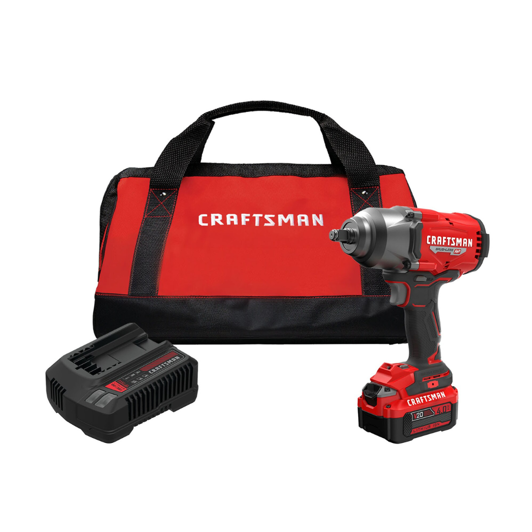 Craftsman V20 1/2 in. Cordless Brushless Impact Wrench w/Hog Ring Kit (Battery & Charger)