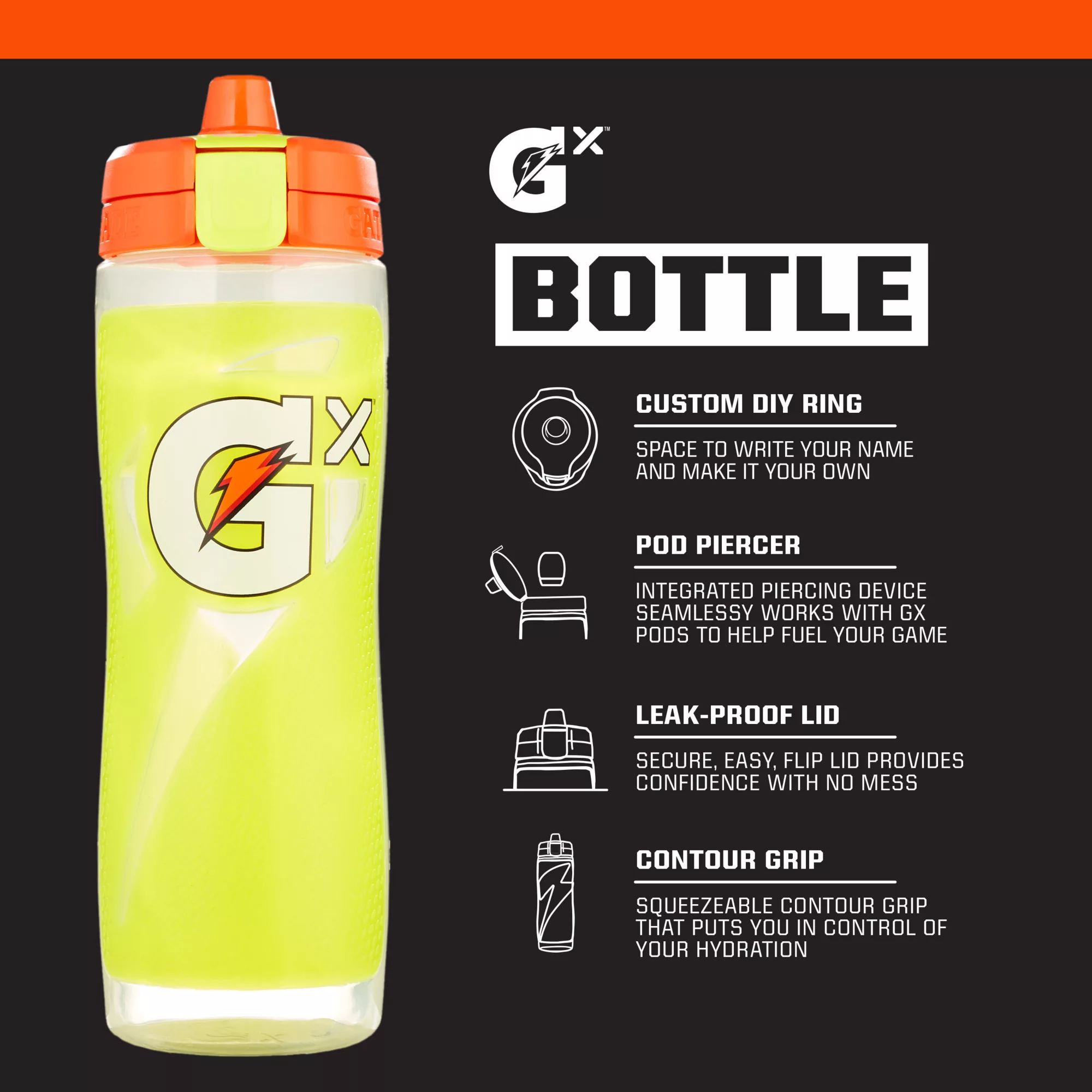 Gatorade Gx 30 oz. Bottle, Neon Yellow