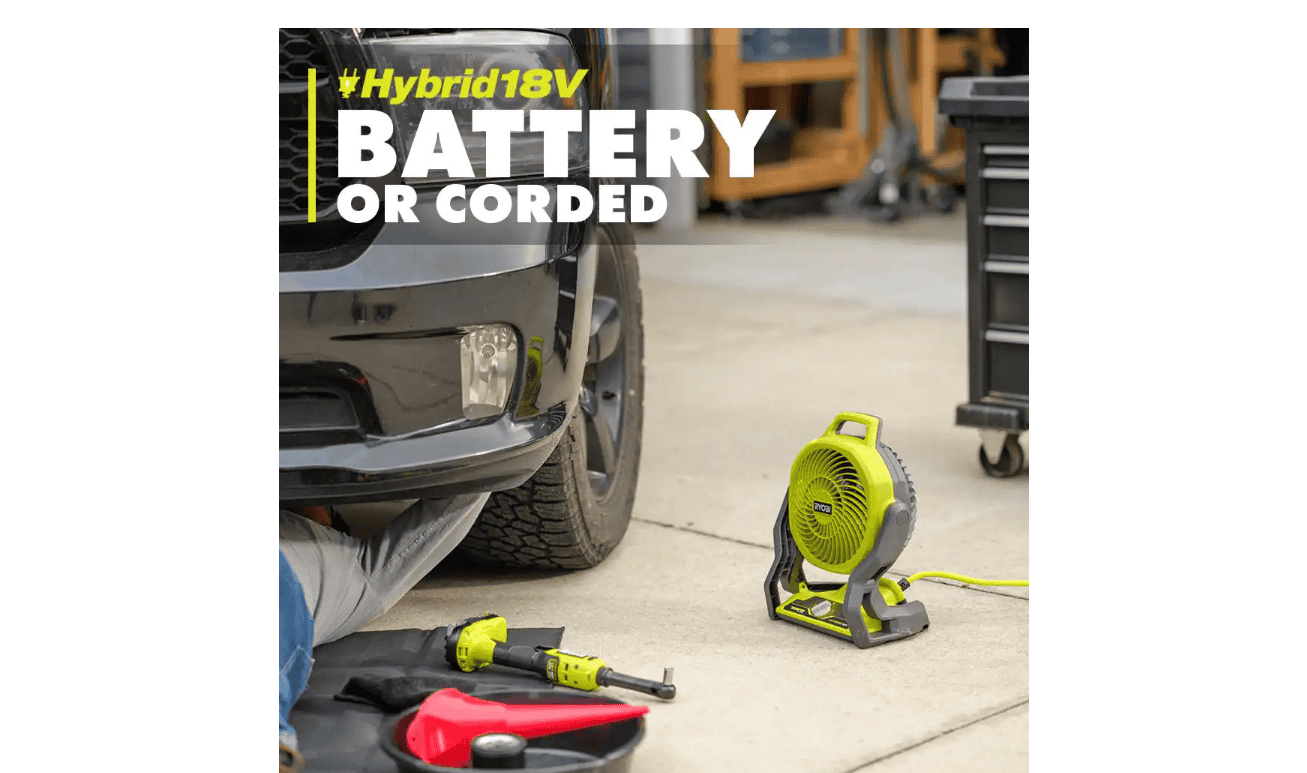 RYOBI PCL811B ONE+ 18V Cordless Hybrid WHISPER SERIES 7-1/2 in. Fan (Tool Only)