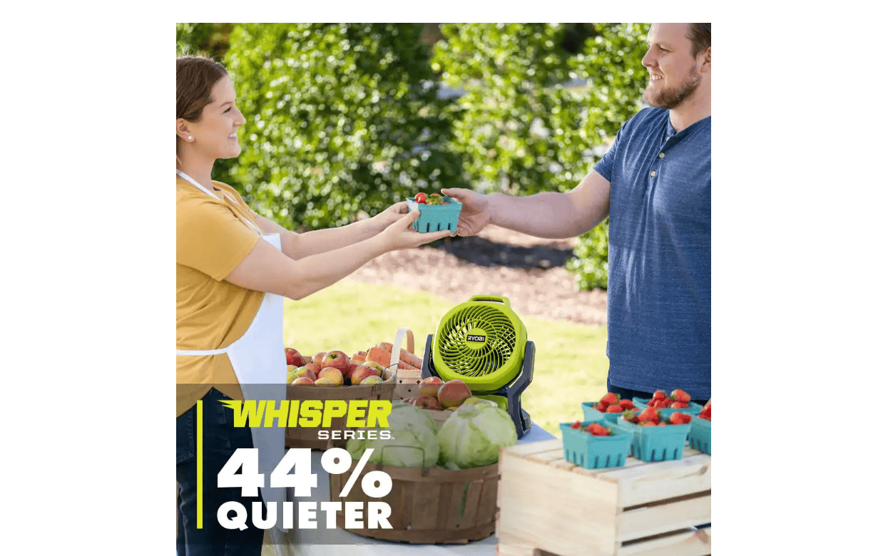 RYOBI PCL811B ONE+ 18V Cordless Hybrid WHISPER SERIES 7-1/2 in. Fan (Tool Only)