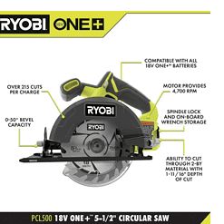 RYOBI PCL500B ONE+ 18V Cordless 5 1/2 in. Circular Saw (Tool Only)