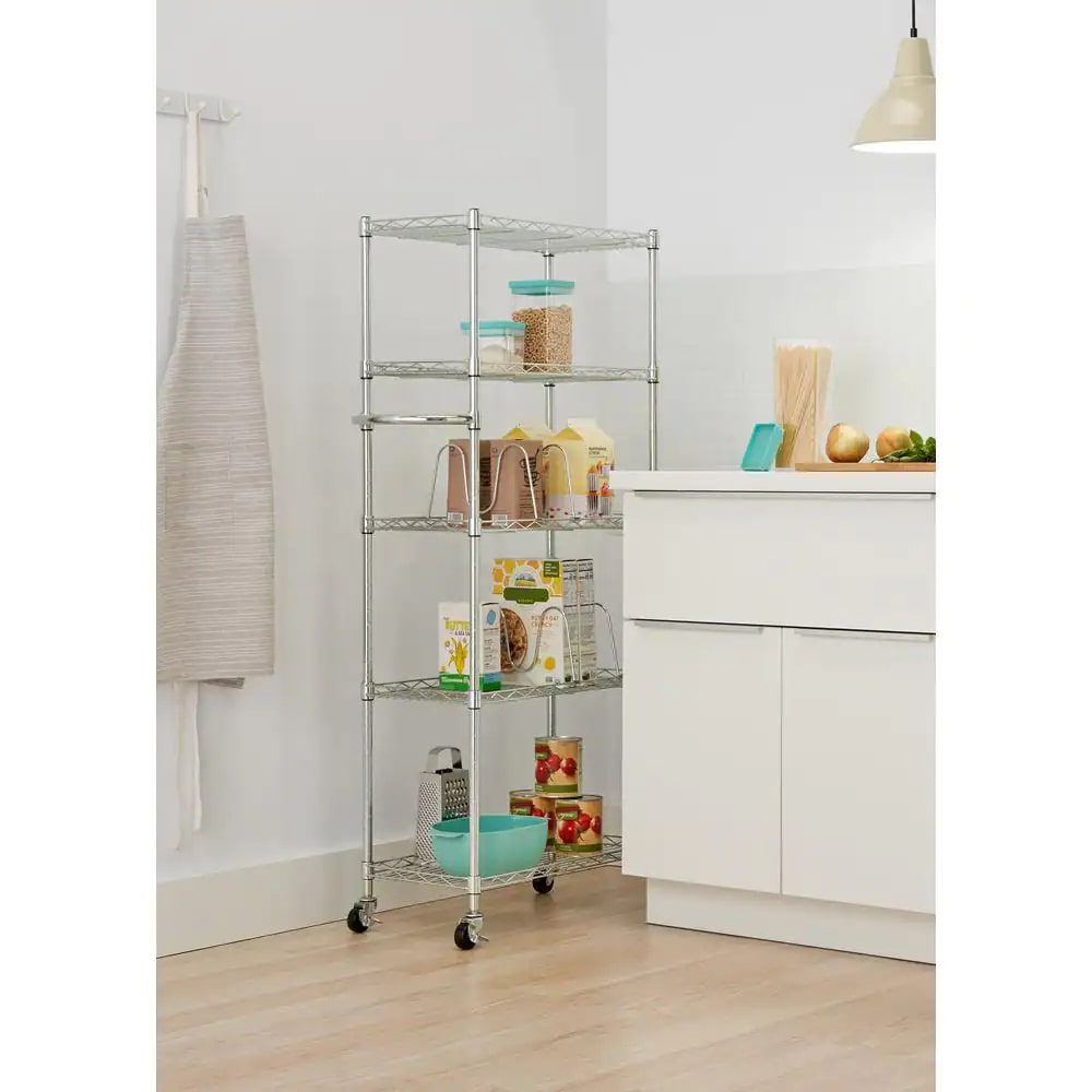 TRINITY 5-Shelf Steel Pantry Organizer with Shelf Dividers