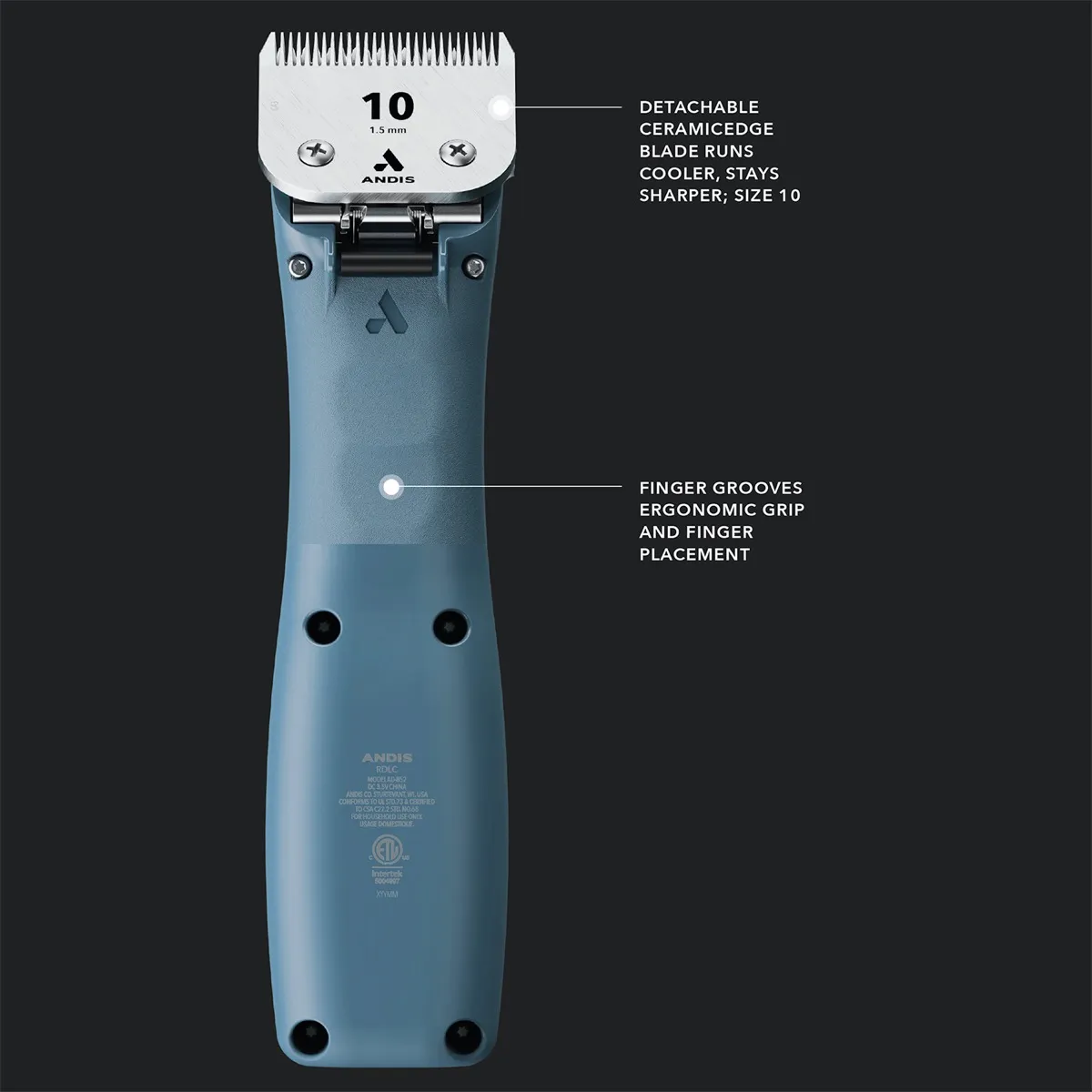 Andis eMERGE Cordless Dog Hair Clipper Blue