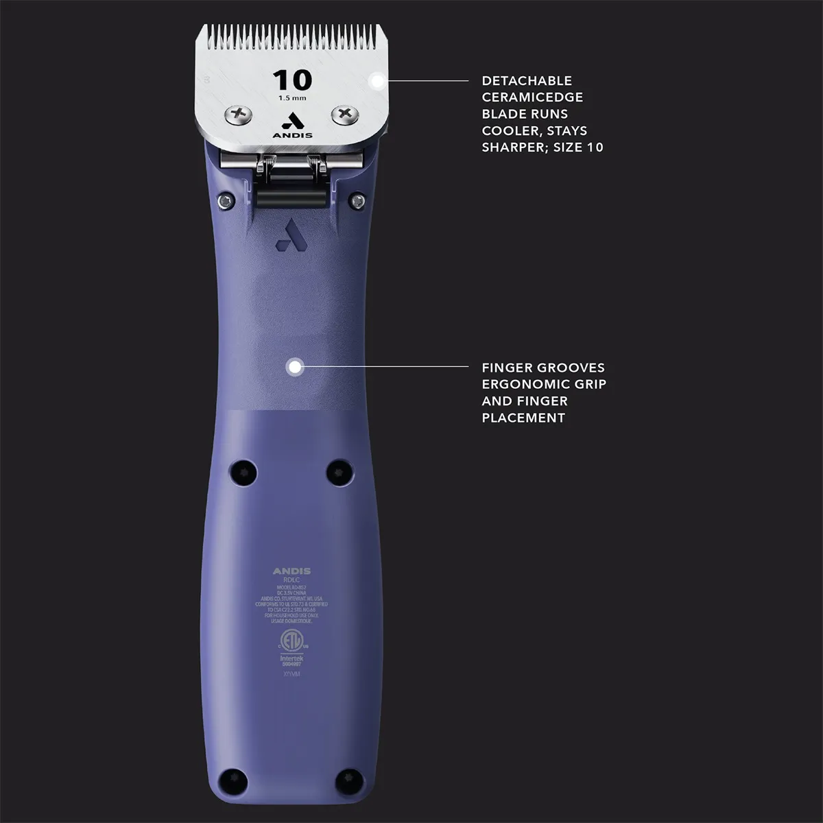 Andis eMERGE Cordless Dog Hair Clipper Purple