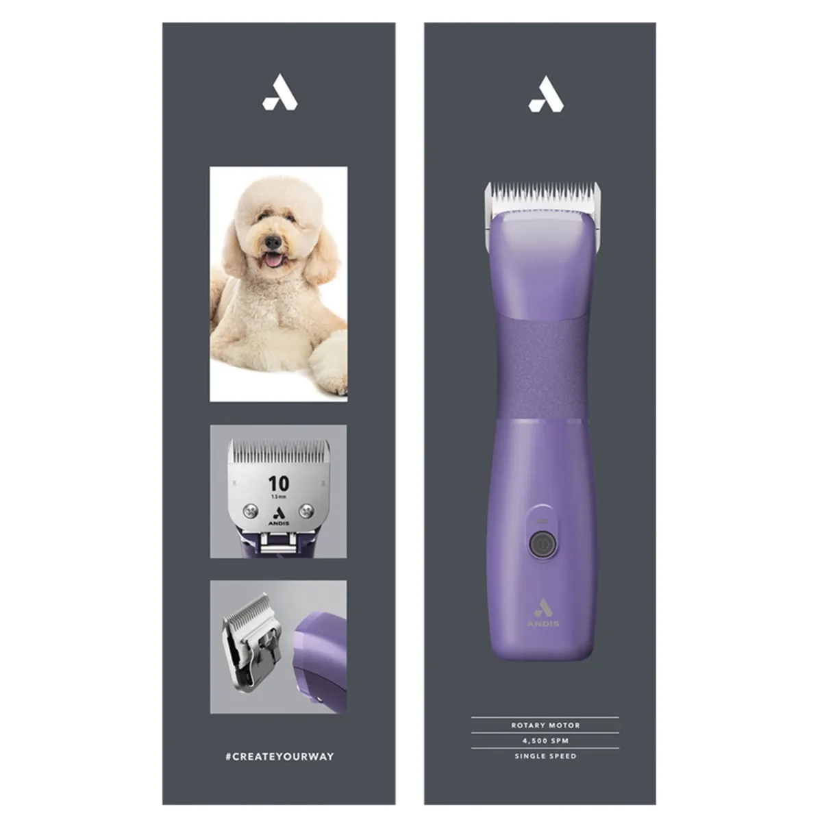 Andis eMERGE Cordless Dog Hair Clipper Purple