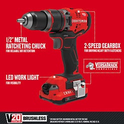 Craftsman CMCD721D2 V20 1/2 in. Brushless Cordless Hammer Drill Kit (Battery & Charger)
