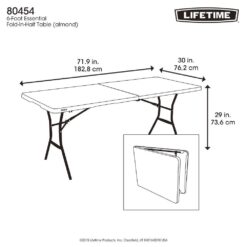 Lifetime 80454 6 ft. Fold-in-Half Table: Almond