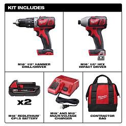 Milwaukee M18 Cordless Brushed 2 Tool Combo Kit