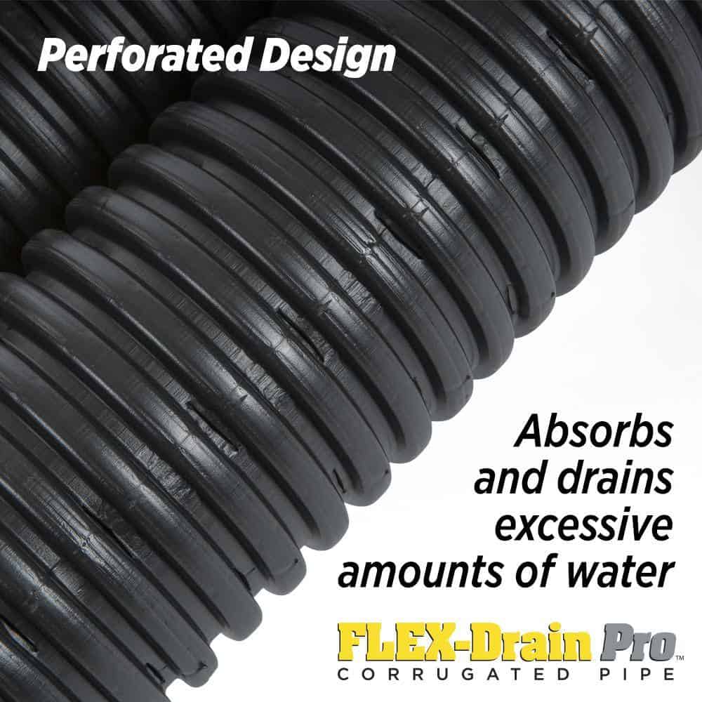 Amerimax Home Products HP4100P FLEX Drain Pro 4 in. x 100 ft. Black Copolymer Perforated Drain Pipe