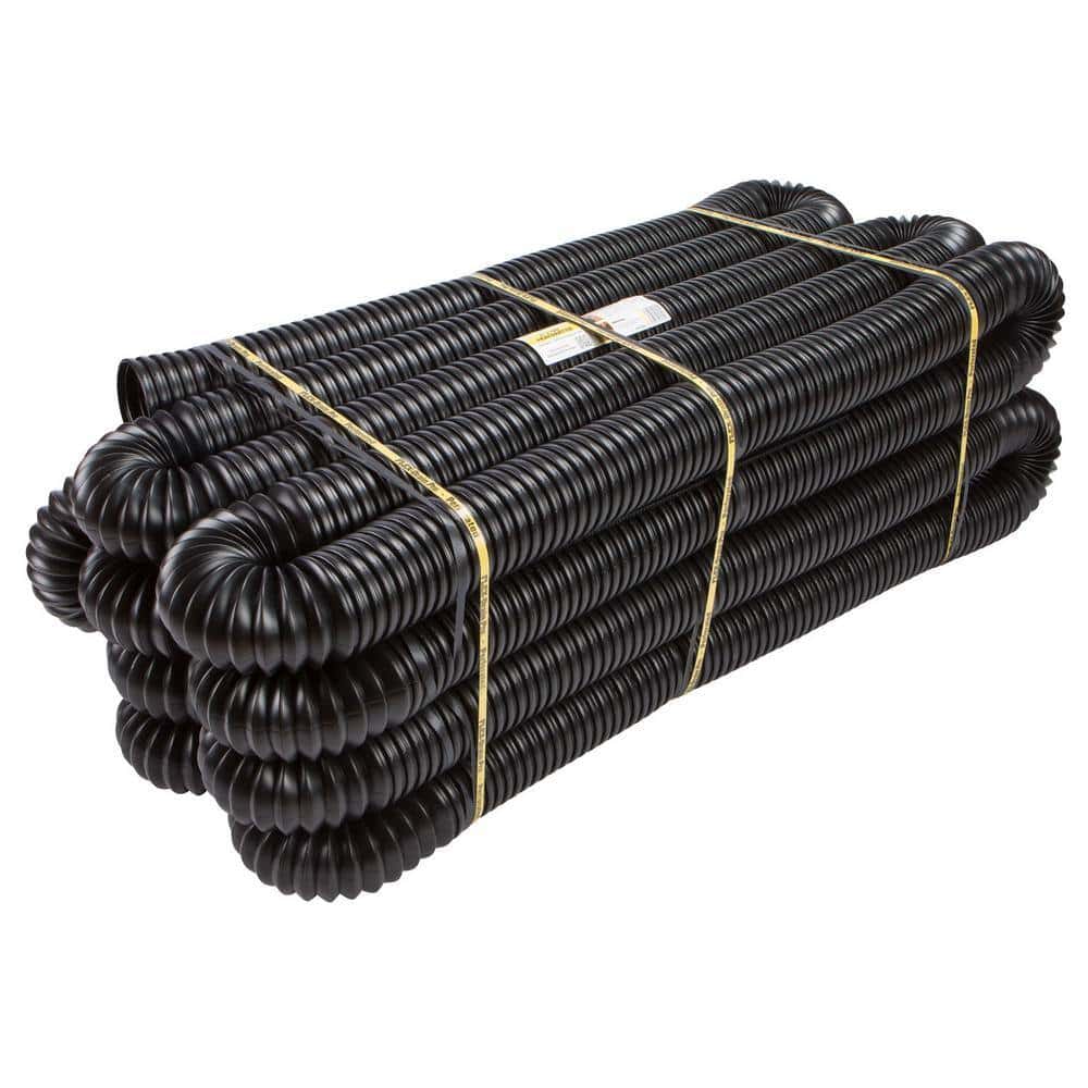 Amerimax Home Products HP4100P FLEX Drain Pro 4 in. x 100 ft. Black Copolymer Perforated Drain Pipe