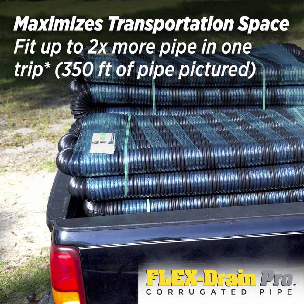 Amerimax Home Products HP4100P FLEX Drain Pro 4 in. x 100 ft. Black Copolymer Perforated Drain Pipe