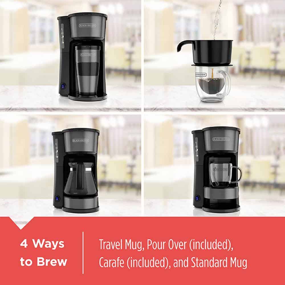 BLACK+DECKER 985119594M 4-in-1 Coffee Station 5-Cup Stainless Steel Black Coffee Maker