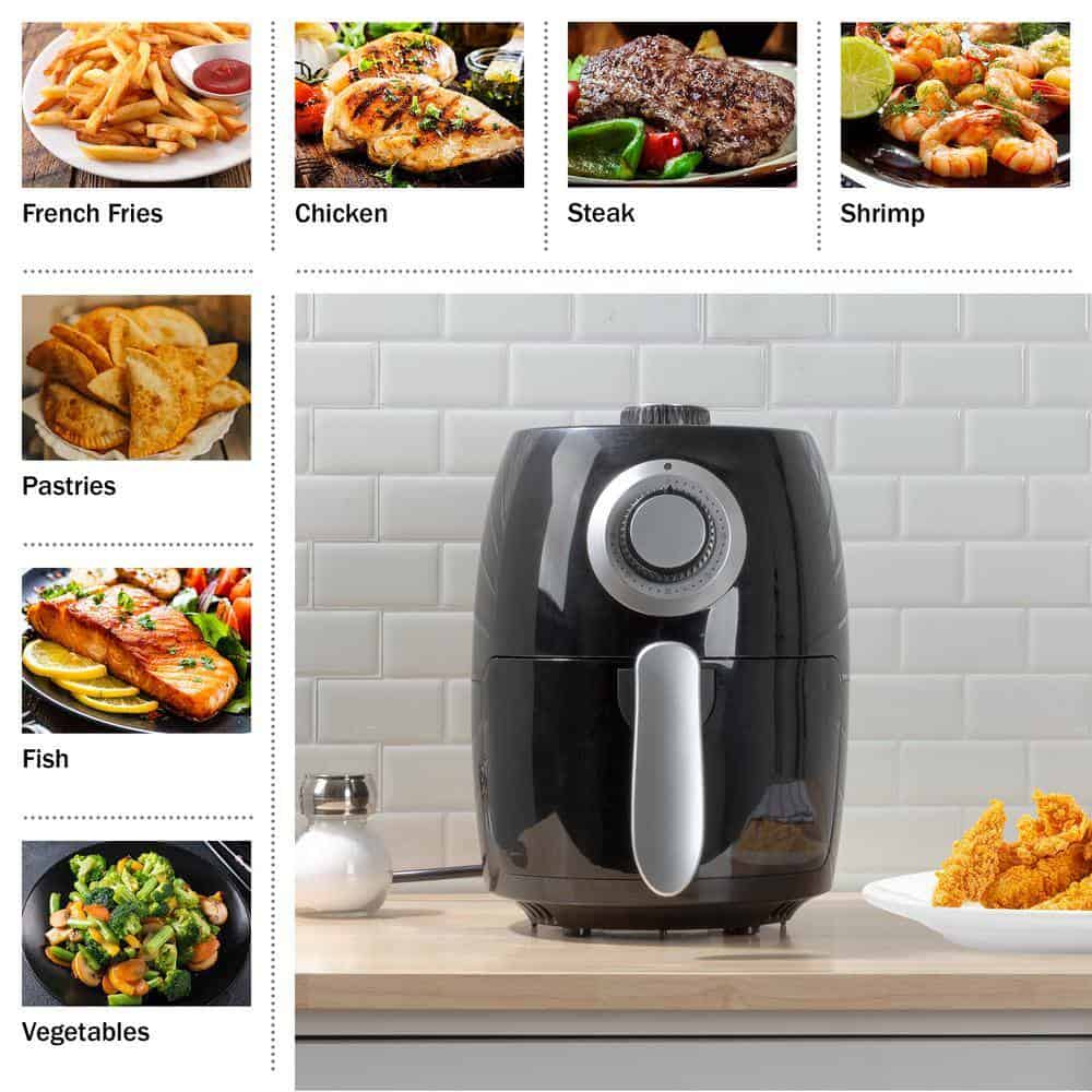 Classic Cuisine KIT-APP2 2.3 Qt. Black Electric Air Fryer with Nonstick Interior