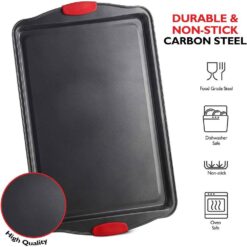 EATEX JT-BKS-10 15-Piece Nonstick Black Steel Bakeware Set with Silicone Handles