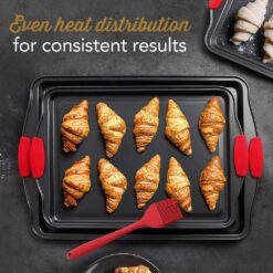 EATEX JT-BKS-10 15-Piece Nonstick Black Steel Bakeware Set with Silicone Handles
